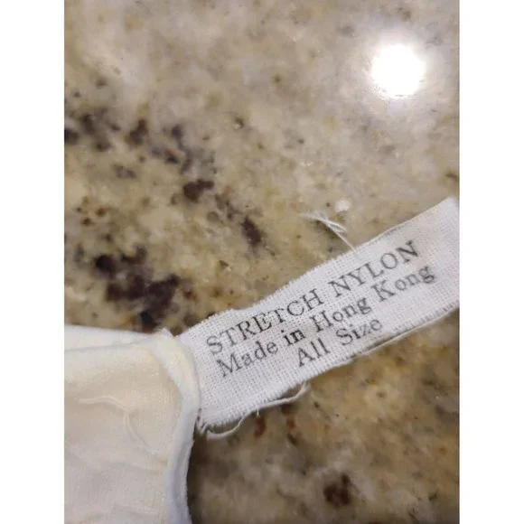 New? Vintage One Size Fits Cream Stretch Nylon Formal 8" Gloves Silver Tone Bead - Picture 11 of 16